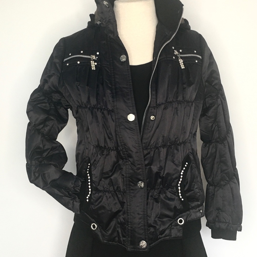 Padded Hood Jacket with Crystal Accents